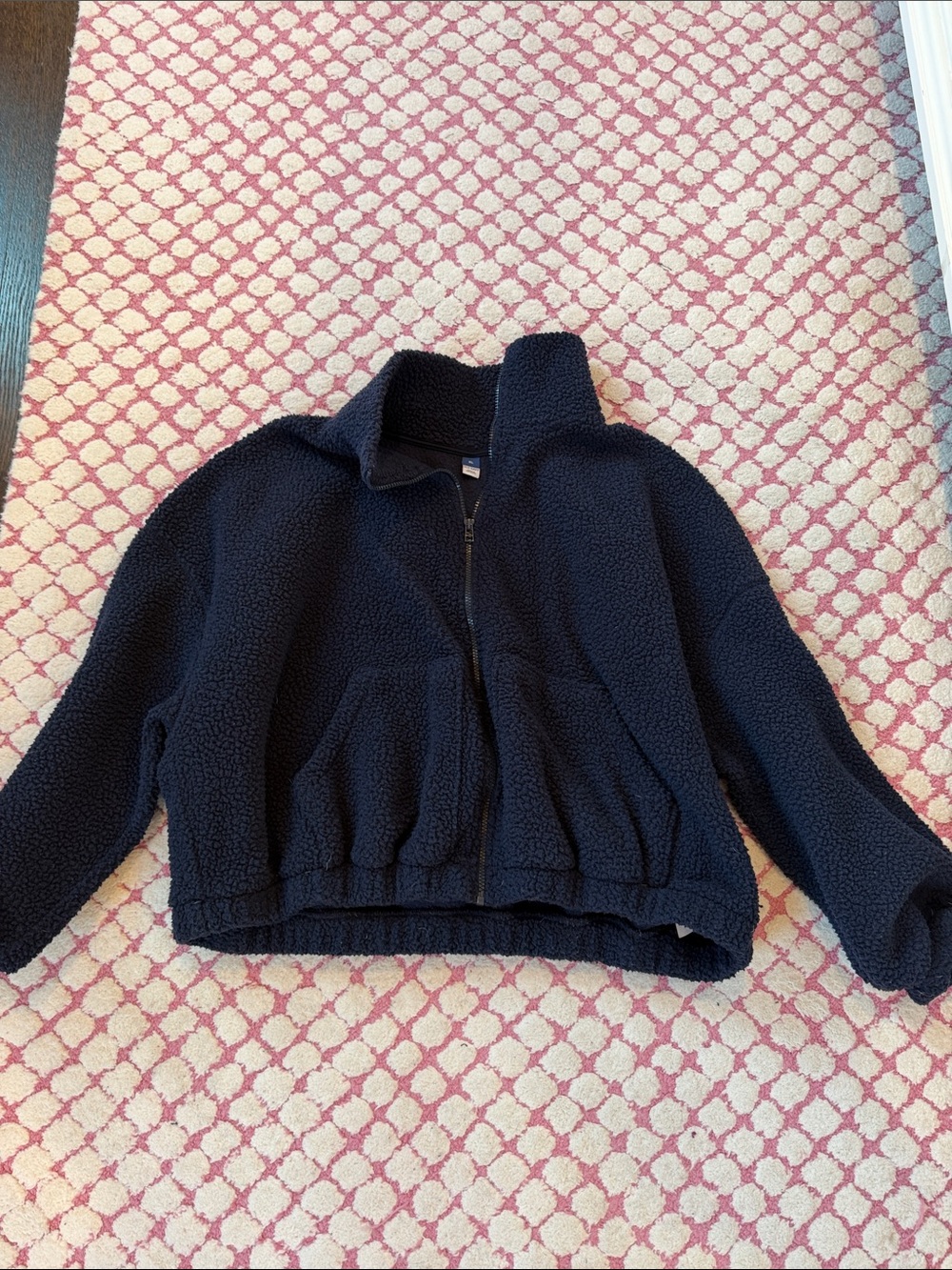 Old Navy Black Sherpa Zip-Up Fleece
